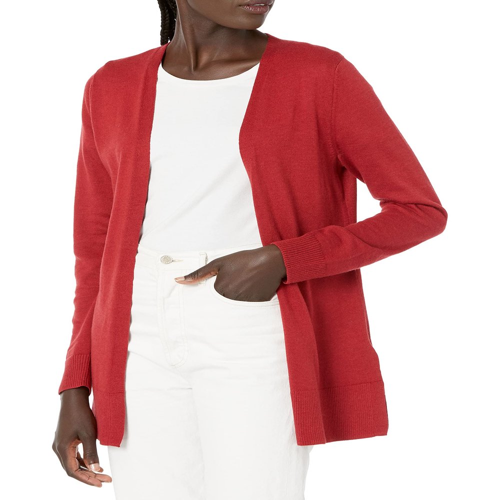 Amazon Essentials Women's Lightweight Open-Front Cardigan Sweater (Available in Plus Size), Dark Red, XX-Large
