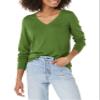 Amazon Essentials Women's Regular-Fit Lightweight Long-Sleeve V-Neck Sweater (Available in Plus Size), Green, X-Large view 1