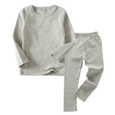 Little Boys Girls Long Johns Thermal Underwear Set 2PC Crewneck Tops and Bottom Kids Pajamas Warm Jammies,(LightGray,6T)