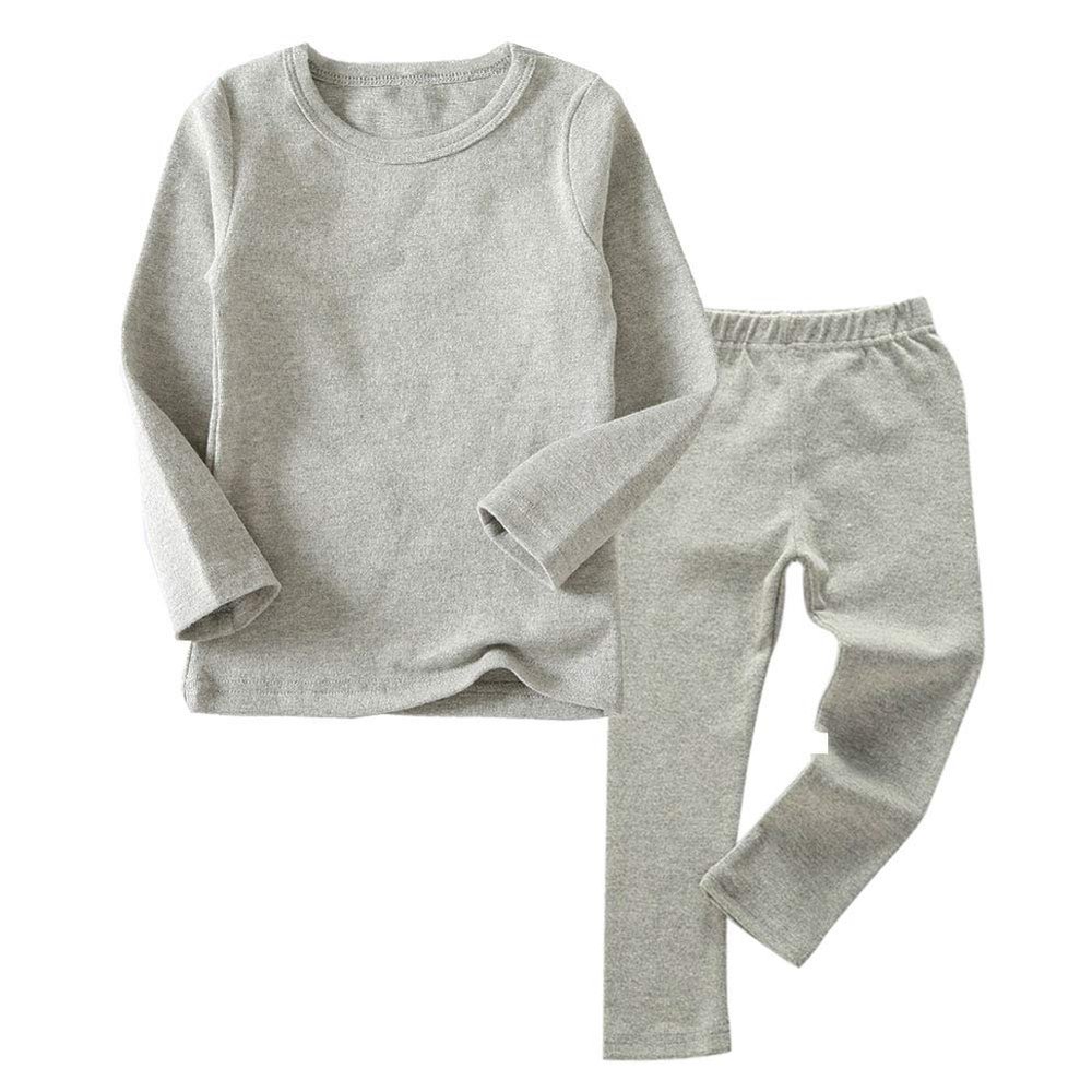 JWWN Baby Boys Girls Long Johns Thermal Underwear Set 2PC Crewneck Tops and Bottom Toddler Kids Pajamas Warm Jammies,(LightGray,12Months)