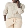 Amazon Essentials Women's 100% Cotton Crewneck Cable Sweater, Beige, XX-Large view 1