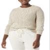 Amazon Essentials Women's 100% Cotton Crewneck Cable Sweater, Beige, XX-Large view 3