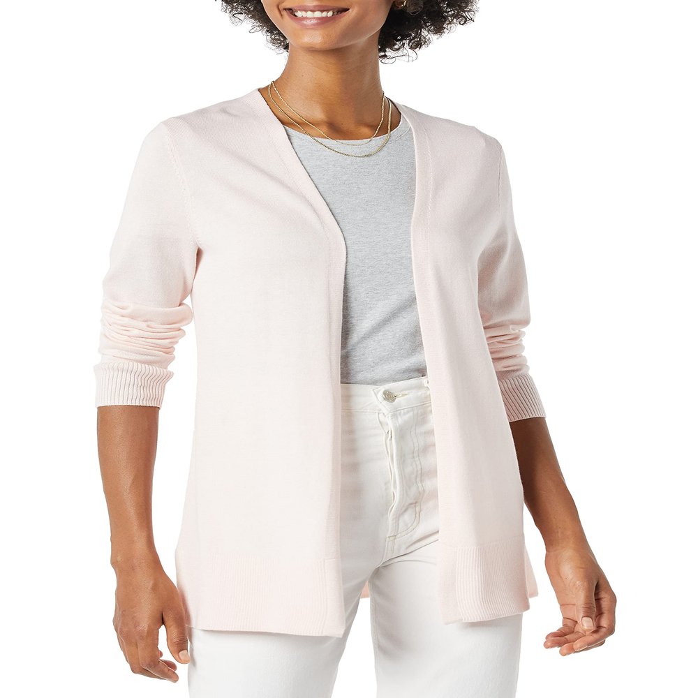 Amazon Essentials Women's Lightweight Open-Front Cardigan Sweater (Available in Plus Size), Pale Pink, X-Large