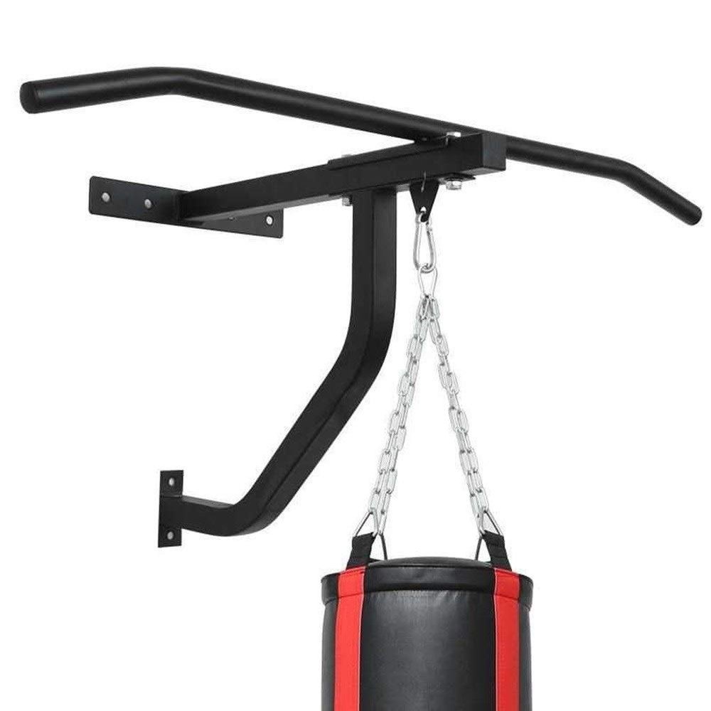 ZHANGQINGXIU Heavy Punch Bag Wall Bracket with Pull Up Bar Gym Iron Chin Up Bar with Punch Bag Bracket Wall Mounted Ceiling Frame Outdoor Fitness Boxing MMA (Color : Black, Size : 100x67x23cm)