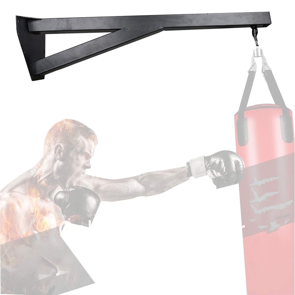 ZHANGQINGXIU Fitness Boxing Punch Bag Hanging Wall Bracket Mount Steel Chain D-Shackle Swivel Indoor Gym Punching Bag Holding Stand Set MMA UFC, 3 Sizes (Color : Black, Size : 100cm)