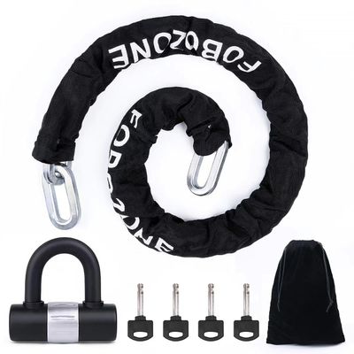Heavy Duty Chain Lock, with U-Lock, Chain:120cm Length x 12mm Dia,Made of Manganese Steel, Non-Corrosive, Durable, Protector of Valuables