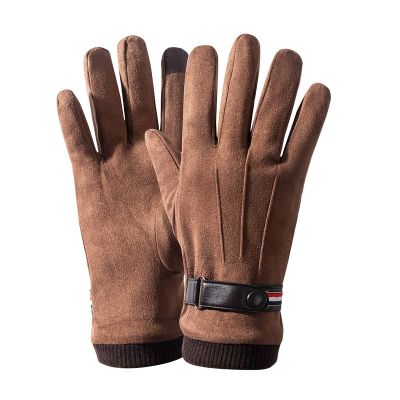 FUFU Gloves Winter Gloves, Running Gloves, Touch Screen Anti-Slip Lightweight Gloves Liners for Cycling Biking (Color : Brown)
