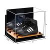 Better Display Cases Acrylic Kids Shoes Display Case - Medium Rectangle Box with Mirror Case, Black Risers, Wall Mount and Wood Base 12" x 8.25" x 8" (A004, V41) view 2