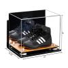 Better Display Cases Acrylic Kids Shoes Display Case - Medium Rectangle Box with Mirror Case, White Risers, Wall Mount and Wood Base 12" x 8.25" x 8" (A004, V41) view 2