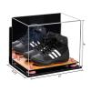 Better Display Cases Acrylic Kids Shoes Display Case - Medium Rectangle Box with Mirror Case, Pink Risers, Wall Mount and Wood Base 12" x 8.25" x 8" (A004, V41) view 2