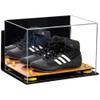 Better Display Cases Acrylic Kids Shoes Display Case - Medium Rectangle Box with Mirror Case, Yellow Risers, Wall Mount and Wood Base 12" x 8.25" x 8" (A004, V41) view 1