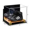 Better Display Cases Acrylic Kids Shoes Display Case - Medium Rectangle Box with Mirror Case, Yellow Risers, Wall Mount and Wood Base 12" x 8.25" x 8" (A004, V41) view 2