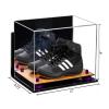 Better Display Cases Acrylic Kids Shoes Display Case - Medium Rectangle Box with Mirror Case, Purple Risers, Wall Mount and Wood Base 12" x 8.25" x 8" (A004, V41) view 2