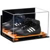 Better Display Cases Acrylic Kids Shoes Display Case - Medium Rectangle Box with Mirror Case, Orange Risers, Wall Mount and Wood Base 12" x 8.25" x 8" (A004, V41) view 1