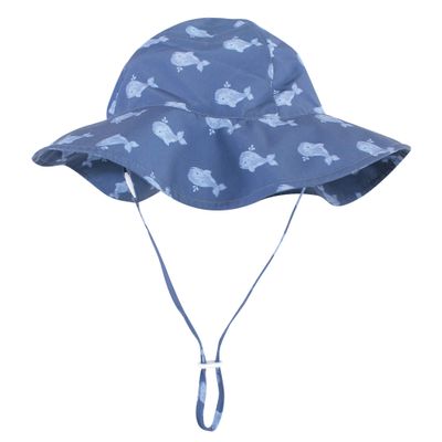 Hudson Baby Unisex Baby Sun Protection Hat, Dark Blue Whale, 2T-4T