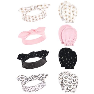 Hudson Baby baby girls Cotton Scratch Mitten Set Headband, Sunshine, 0-6 Months US