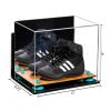 Better Display Cases Acrylic Kids Shoes Display Case - Medium Rectangle Box with Mirror Case, Blue Risers, Wall Mount and Wood Base 12" x 8.25" x 8" (A004, V41) view 2