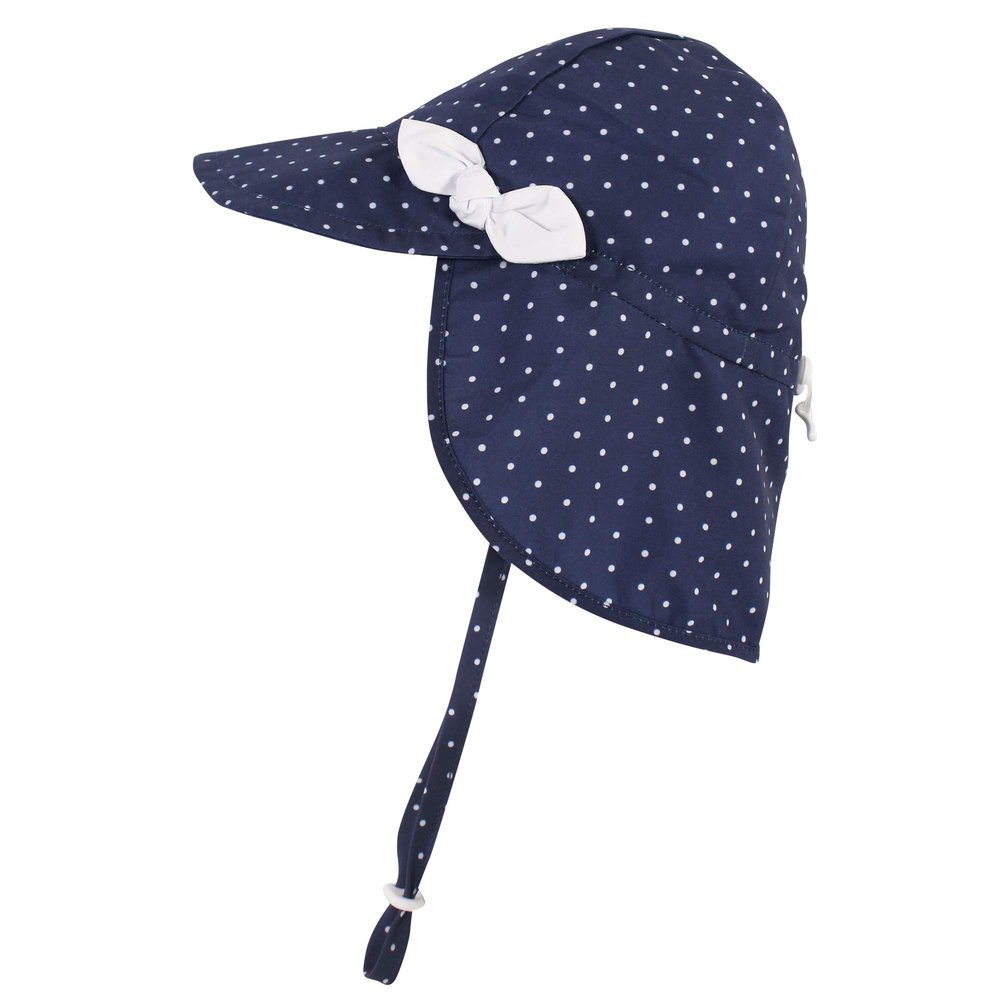 Hudson Baby Unisex Baby Sun Protection Hat, Navy Dot, 0-6 Months