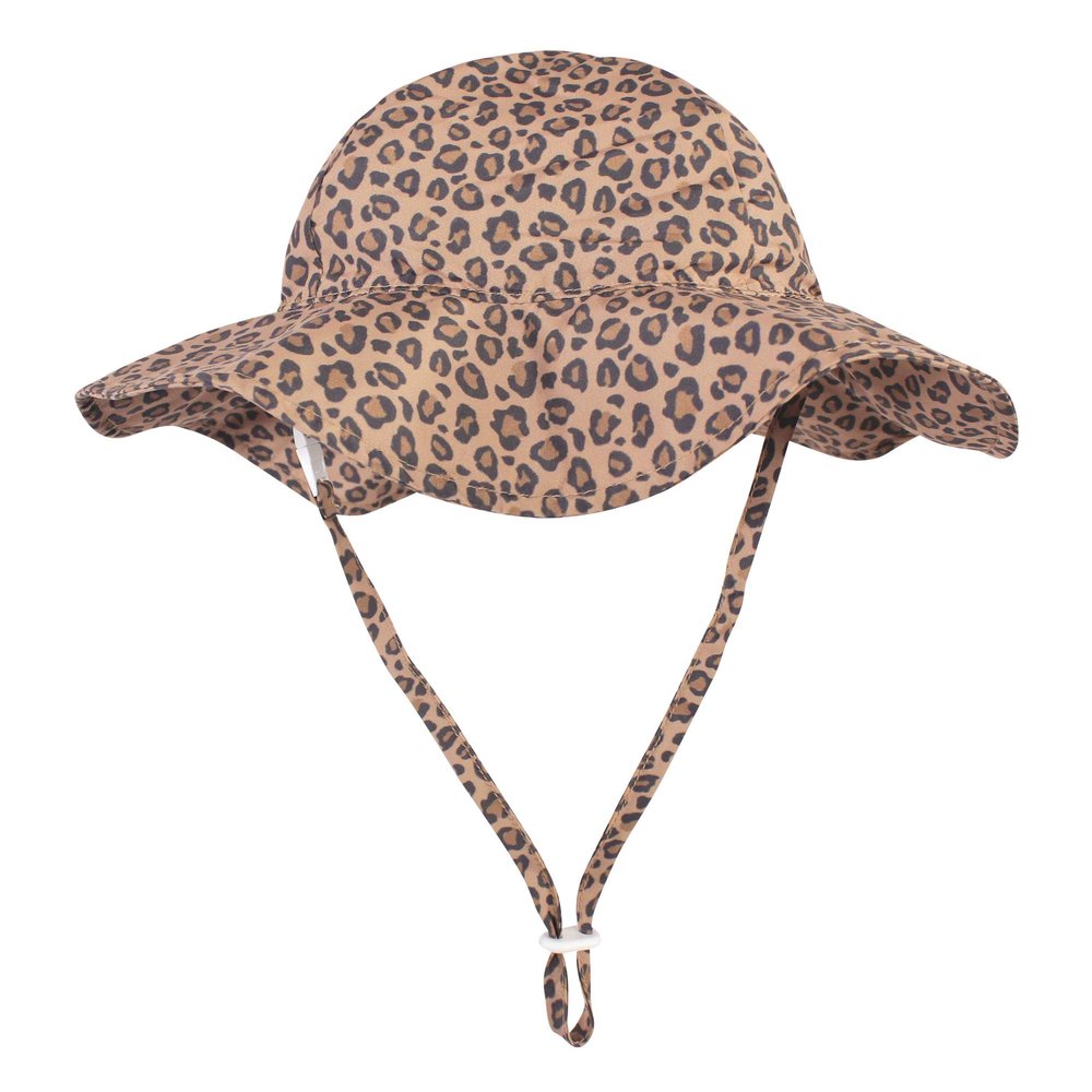 Hudson Baby Unisex Baby Sun Protection Hat, Brown Leopard, 6-18 Months