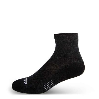 USA Made - Mini Crew Socks - Micro Weight Full Cushion - Hiking Socks - Merino Wool - Mountain Heritage - Black - Small