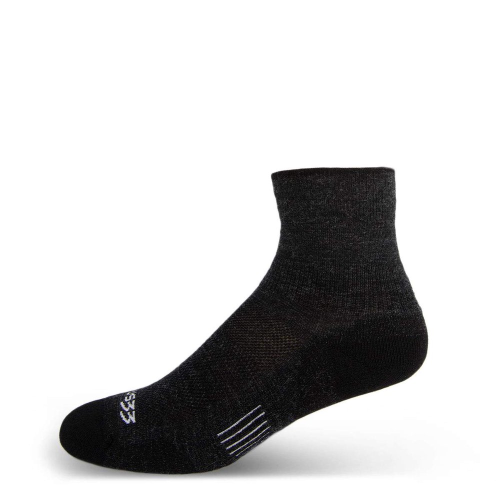 USA Made - Mini Crew Socks - Micro Weight Full Cushion - Hiking Socks - Merino Wool - Mountain Heritage - Black - Small