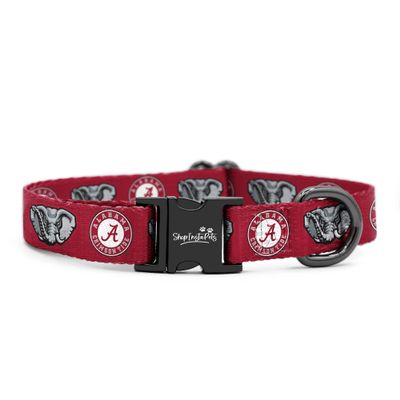 Alabama Crimson Tide Custom Handmade Adjustable Nylon Collars and Leashes (Medium Collar)