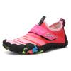 UBFEN Water Shoes for Kids Boys Girls Aqua Socks Barefoot Beach Sports Swim Pool Quick Dry Lightweight Toddler Little Big Kid B Black Pink 3 Big Kid view 4