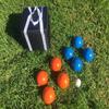 BuyBocceBalls Listing - (15 of 28) Unique Bocce Sets - 107mm with Orange and Blue Balls, Black Bag view 1
