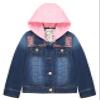 KIDSCOOL SPACE Little Girl Hooded Jean Jacket,Embroidery Denim Coat Outfit,Blue,3-4 Years view 1