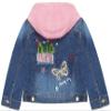 KIDSCOOL SPACE Little Girl Hooded Jean Jacket,Embroidery Denim Coat Outfit,Blue,3-4 Years view 3