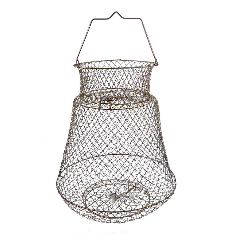 OperSeven Metal Rustproof Collapsible Fish Basket - Robust and Easy to Use Net Cage for Live Fish