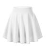 Afibi Casual Mini Stretch Waist Flared Plain Pleated Skater Skirt (XX-Large, White) view 1