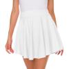 Afibi Casual Mini Stretch Waist Flared Plain Pleated Skater Skirt (XX-Large, White) view 3