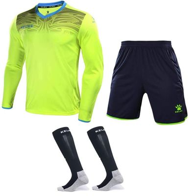 KELME Soccer Goalkeeper Jersey Uniform Kit - Mens Padded Football Goalie Jersey - Padded Shirt, Shorts and Socks Kids and Adult Sizes (Kids 14, Yellow)