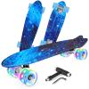 BELEEV 22 inch Skateboards for Kids, Cruiser Skateboard for Beginners Girls Boys Teens Adults, Mini Skateboards Classic Complete Skate Board with Skate T-Tool, Max Load 220 LBS (Galaxy Blue) view 1