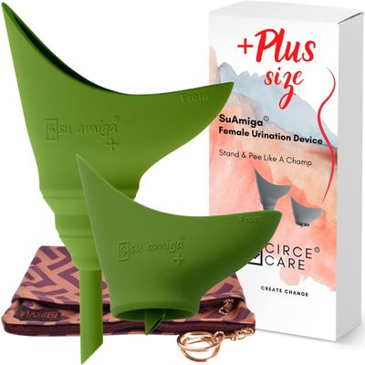 CIRCE CARE SuAmiga Female Urination Device Collapsible Female Urinal with Waterproof Bag; Portable Reusable Urinal for Women to Pee Standing Up; Women Pee Funnel for Travel, Camping, Hiking, Outdoor