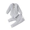 Ledy Champswiin Winter Newborn Baby Boy Girl Clothes Set Ribbed Outfits Unisex Infant Solid Long Sleeve Tops Pants 2PCS view 1