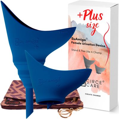 CIRCE CARE SuAmiga Female Urination Device Collapsible Female Urinal with Waterproof Bag; Portable Reusable Urinal for Women to Pee Standing Up; Women Pee Funnel for Travel, Camping, Hiking, Outdoor