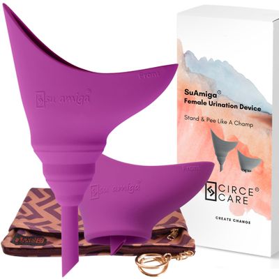 CIRCE CARE SuAmiga Female Urination Device Collapsible Female Urinal with Waterproof Bag; Portable Reusable Urinal for Women to Pee Standing Up; Women Pee Funnel for Travel, Camping, Hiking, Outdoor