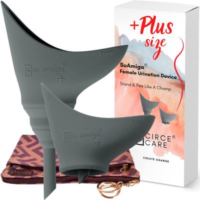 CIRCE CARE SuAmiga Female Urination Device Collapsible Female Urinal with Waterproof Bag; Portable Reusable Urinal for Women to Pee Standing Up; Women Pee Funnel for Travel, Camping, Hiking, Outdoor
