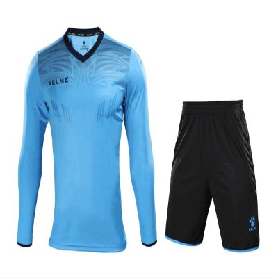 KELME Soccer Goalkeeper Jersey Uniform Kit - Mens Padded Football Goalie Jersey - Padded Shirt, Shorts and Socks Kids and Adult Sizes (Kids 10, Blue (No Socks))