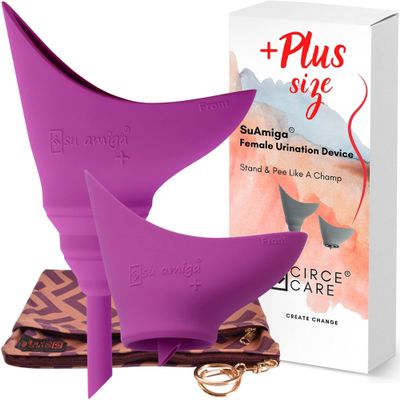 CIRCE CARE SuAmiga Female Urination Device Collapsible Female Urinal with Waterproof Bag; Portable Reusable Urinal for Women to Pee Standing Up; Women Pee Funnel for Travel, Camping, Hiking, Outdoor