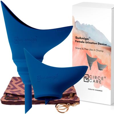 CIRCE CARE SuAmiga Female Urination Device Collapsible Female Urinal with Waterproof Bag; Portable Reusable Urinal for Women to Pee Standing Up; Women Pee Funnel for Travel, Camping, Hiking, Outdoor