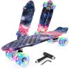BELEEV 22 inch Skateboards for Kids, Cruiser Skateboard for Beginners Girls Boys Teens Adults, Mini Skateboards Classic Complete Skate Board with Skate T-Tool, Max Load 220 LBS (Purple Nebula) view 1