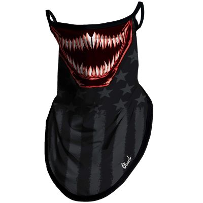 Obacle Bandana Face Mask with Ear Loops Neck Gaiter Face Mask Scarf Face Cover for Men Women (Teeth Open Mouth Red)