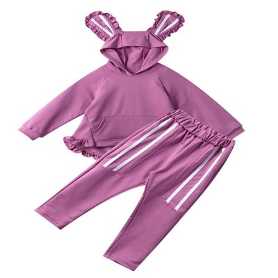 Huimingda Toddler Kids Girls Two-Piece Hooded Tracksuit Sweatshirt Top with Sweatpants Hoodie Outfit Active Set Purple 13-14