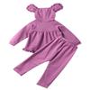 Huimingda Toddler Kids Girls Two-Piece Hooded Tracksuit Sweatshirt Top with Sweatpants Hoodie Outfit Active Set Purple 13-14 view 2
