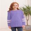 Ebifin Girls Casual Short/Long Sleeve T Shirts Kids Loose Soft Striped Color Block Tunic Tops, Tees Blouses Size 4-15 Years C-Purple view 2