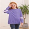 Ebifin Girls Casual Short/Long Sleeve T Shirts Kids Loose Soft Striped Color Block Tunic Tops, Tees Blouses Size 4-15 Years C-Purple view 3