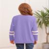 Ebifin Girls Casual Short/Long Sleeve T Shirts Kids Loose Soft Striped Color Block Tunic Tops, Tees Blouses Size 4-15 Years C-Purple view 4
